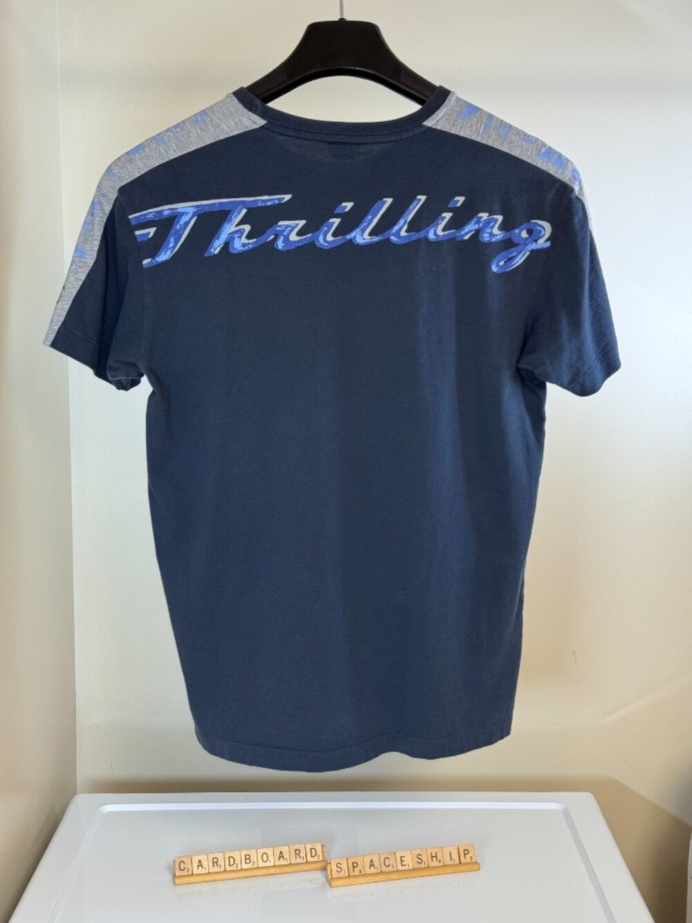 Vintage Y2K Diesel Thrilling Racing Graphic T Shirt Mens Large Navy Grey